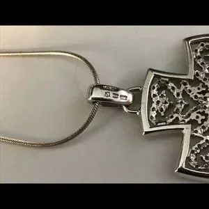Jewelry | Sterling Silver And Diamonique Square Cross And 16 Sterling ...